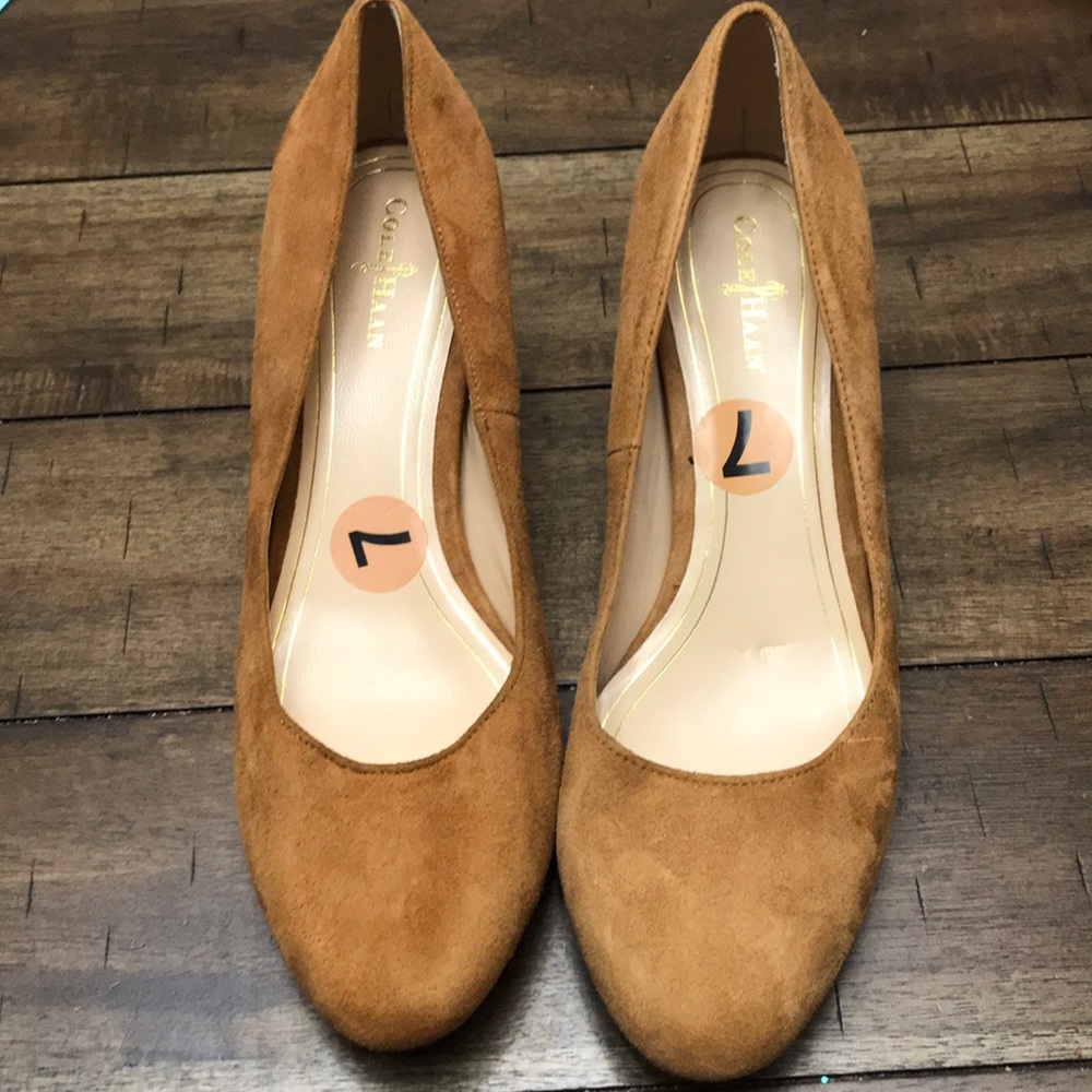 Cole Haan suede shoes with patent leather heel